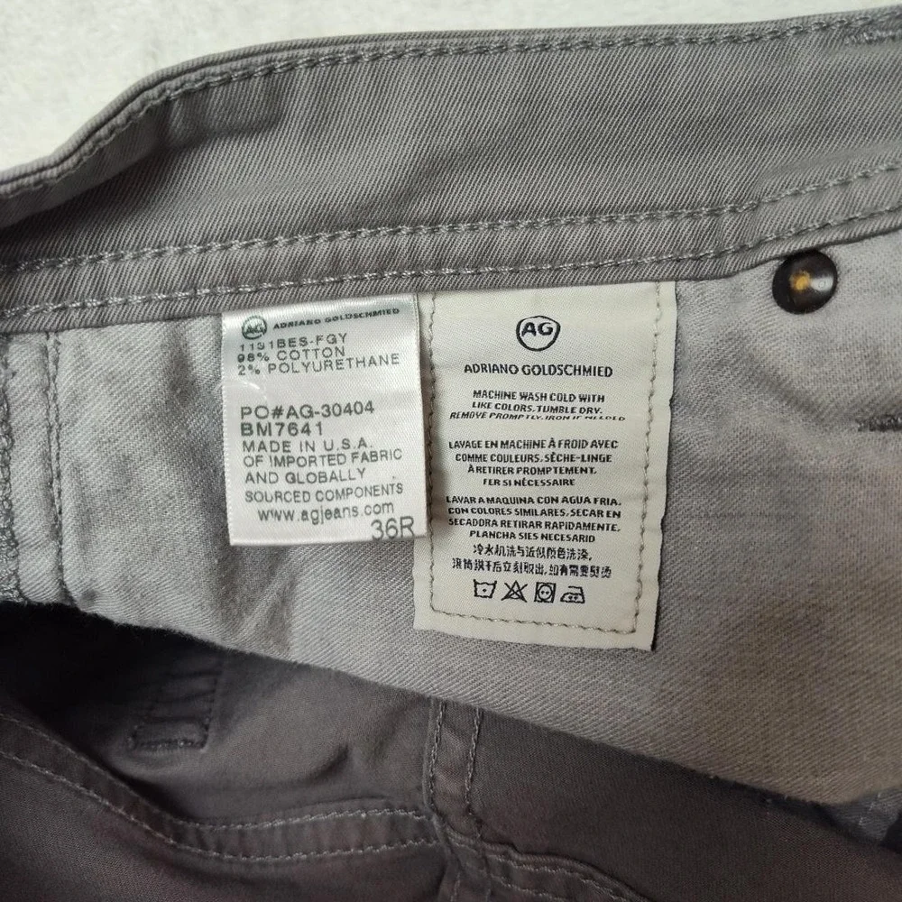 AG Adriano Goldschmied Matchbox Jeans Mens 36x28 Gray Slim Straight Stretch USA